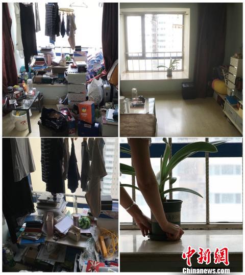 客户房间一角，整理前和整理后对比。　张亨伟 摄