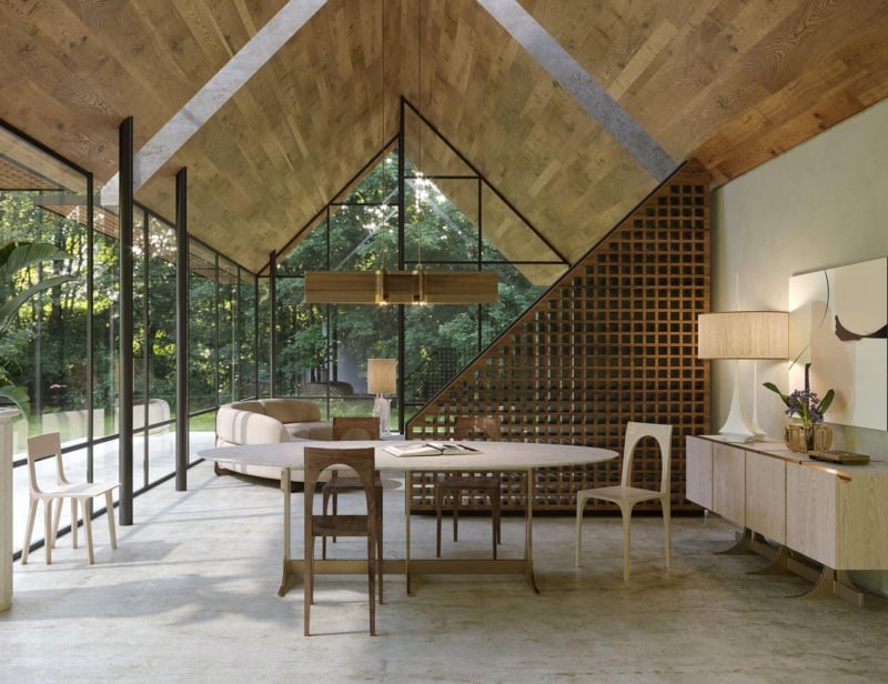 Egg Dining Room modern luxury table with white stone